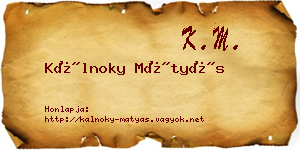 Kálnoky Mátyás névjegykártya