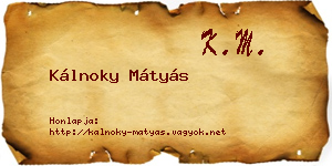 Kálnoky Mátyás névjegykártya